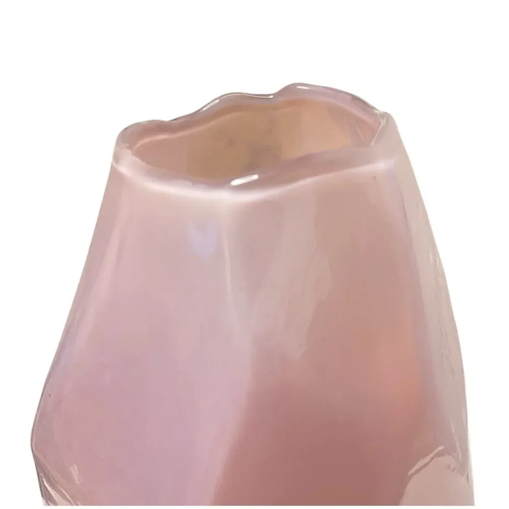 Pink Ombré Glass Flower Vase - Unique Geometrical Artsy Decor